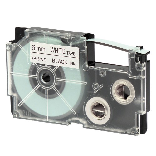 Casio EzLabel Tape Cartridge 6mm, Black on White (XR6WE1)